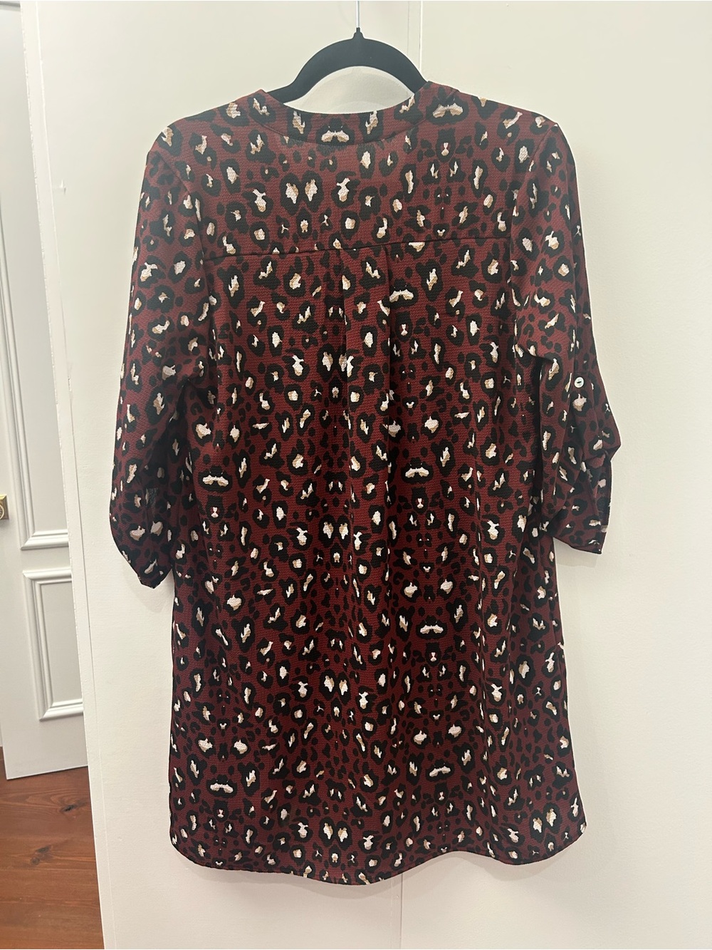 entro Burgundy Leopard Print Tunic Dress